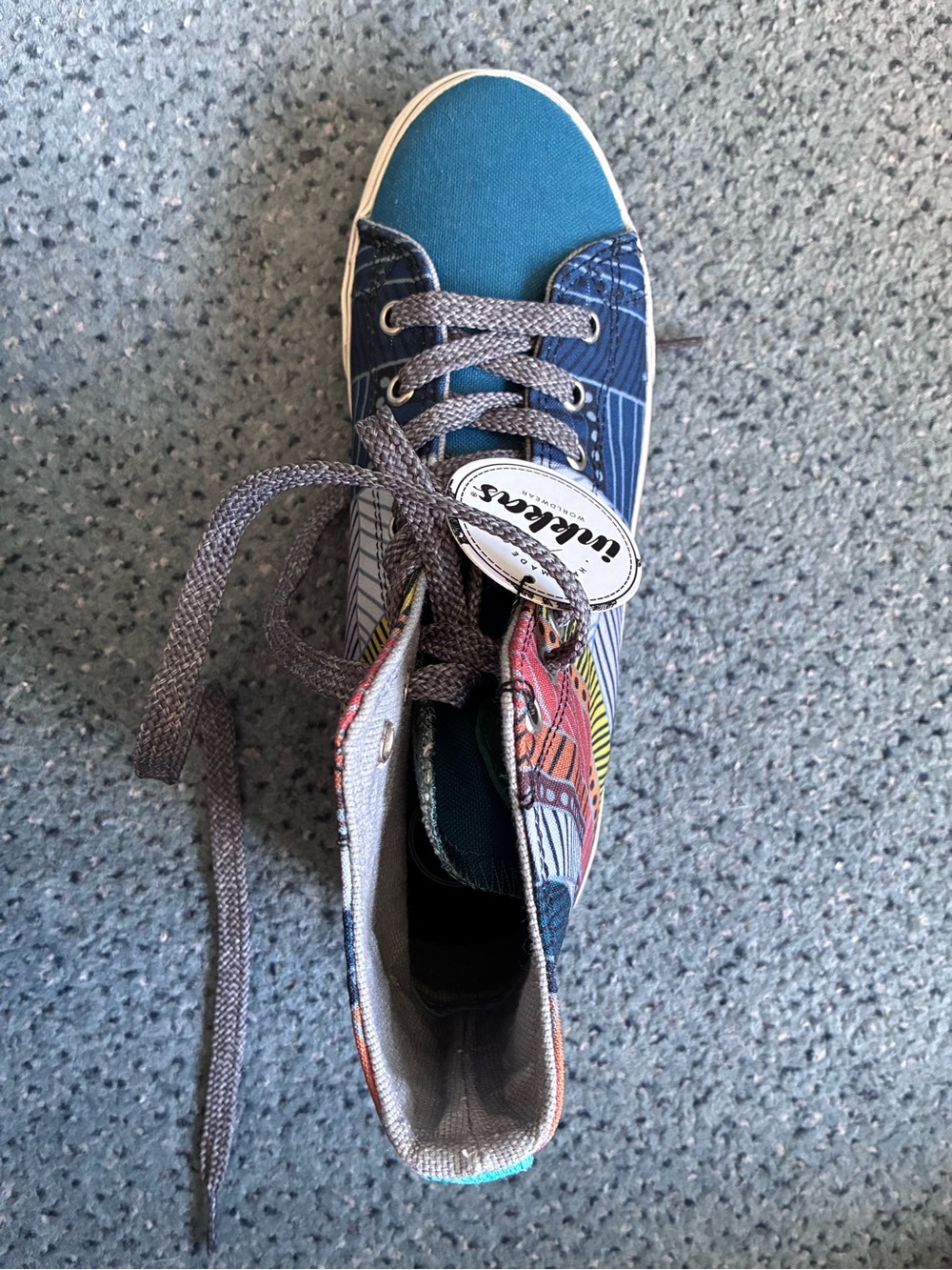 Inkkas Teal and Navy Colorblock High-Top Sneaker size 9 women’s
